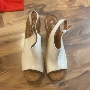 Women's Nude Manmade Mystty 5-inch Wedge Sandal with Vintage Accents